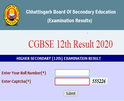 Chhattisgarh Board class 12th result