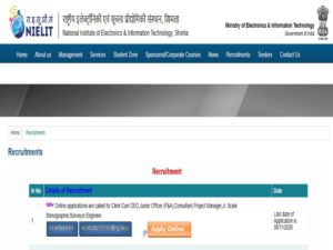 NIELIT Shimla Recruitment 2020
