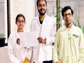 Research scholars Manideepa Dhar and Avijit Das with associate professor of IIT Guwahati Uttam Manna