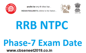RRB NTPC 7th Phase Exam 2021 Date